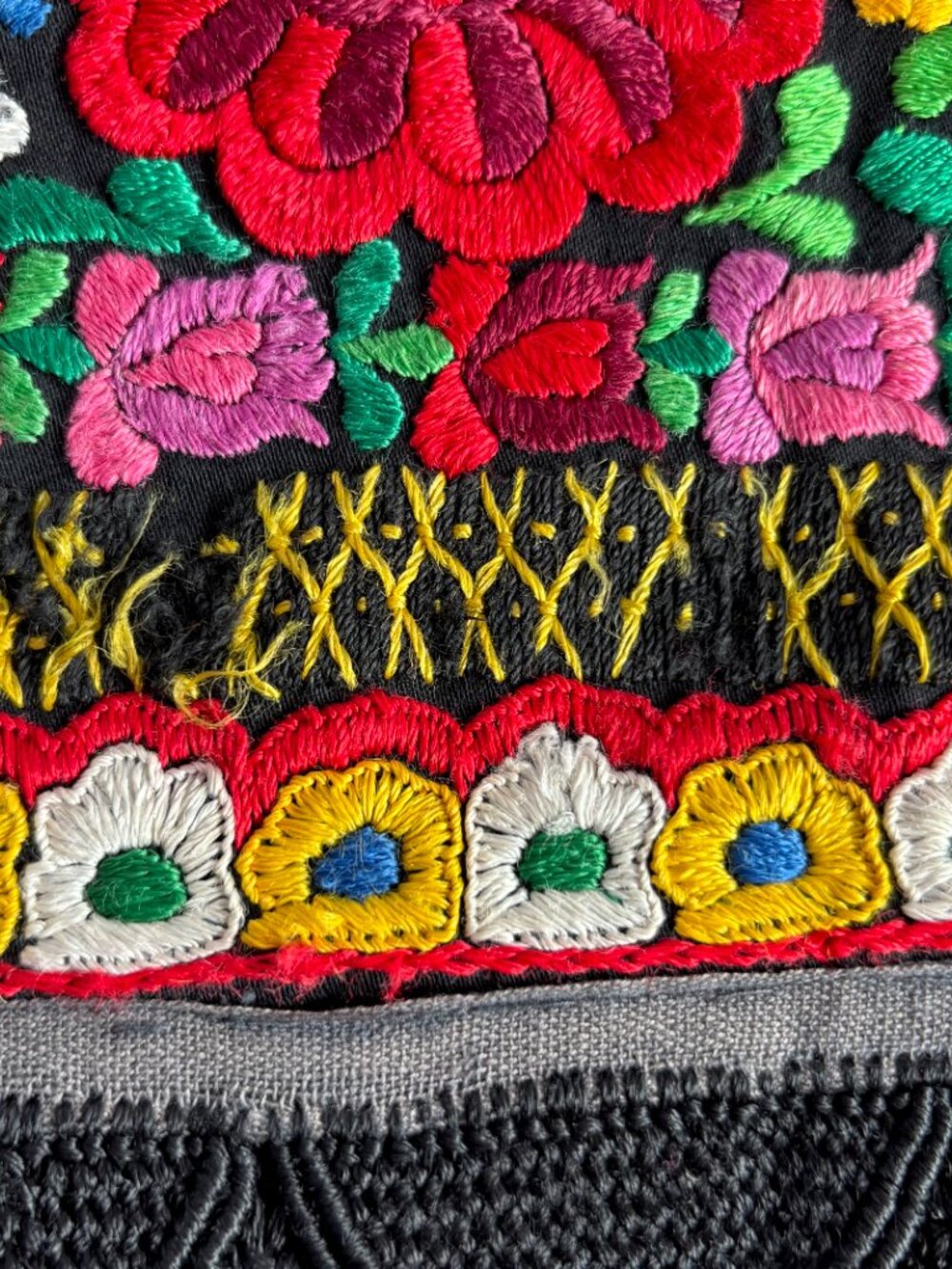 Vintage Hungarian Matyo Embroidered Fringed Folk Apron Unisex - Picture 11 of 16